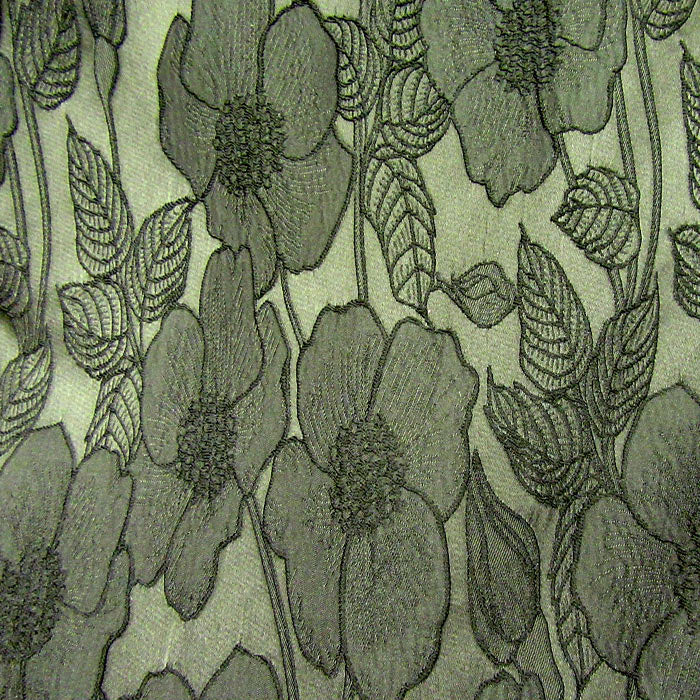 Heavy Brocade Fabric Black Floral 137-142cm Width BR-1002