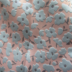 Brocade Fabric Pink Flower Blue 127-132cm Width BR-1005