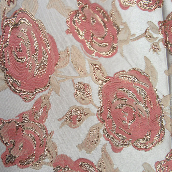 Pink and Gold Heavy Brocade Fabric BR-1006 127-132cm Width