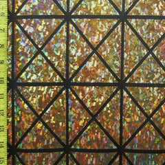 Holographic Square Pattern Spandex Fabric - Shattered Glass Design