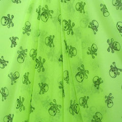 Premium Skull Print Mesh Fabric - Breathable Lightweight Textile